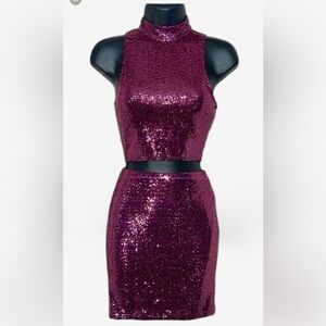 B. Darlin Burgundy Sequin Two-Piece Set NWT Size 1/2